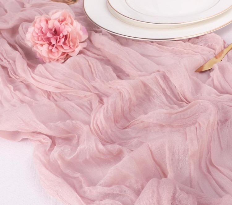 Pink Cheesecloth Table Runner